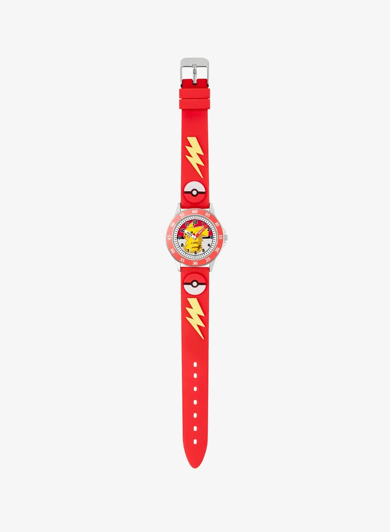Pokemon Pokemon 3D Time Teacher Red Silicone Strap Watch - POK9074