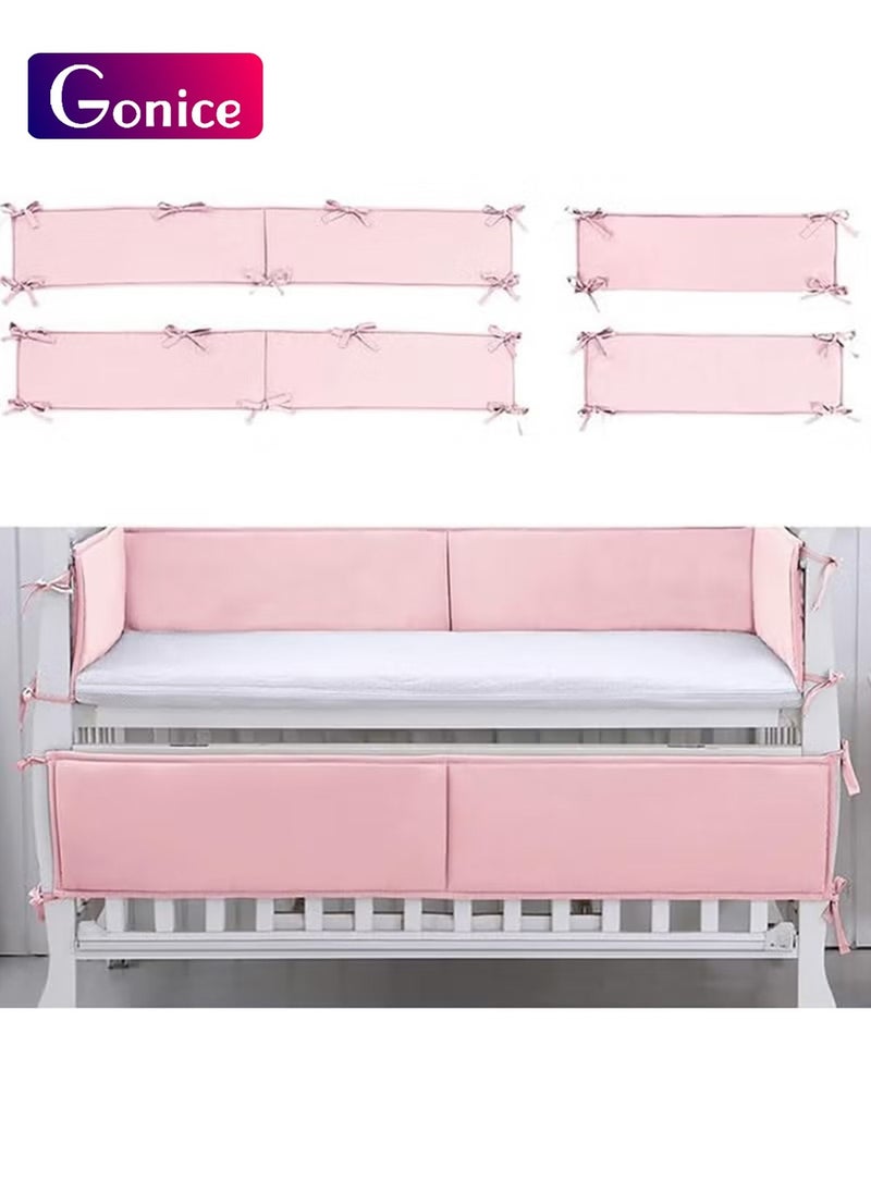 Baby Cot Bumper, Breathable Crib Bed Liner Bumper Set Cotton Crib-Liner 4PCS