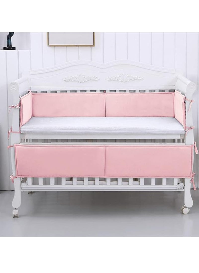 Baby Cot Bumper, Breathable Crib Bed Liner Bumper Set Cotton Crib-Liner 4PCS
