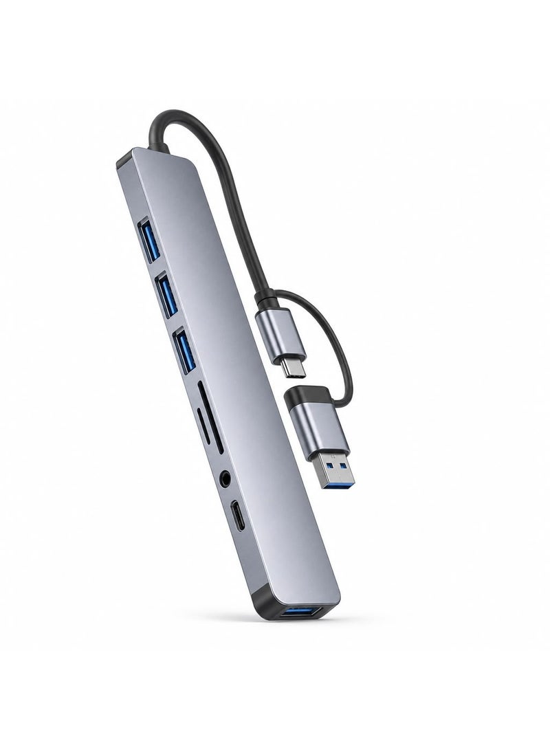 باروكس محطة توصيل USB-C متعددة المنافذ 8 في 1، محول USB متعدد الاستخدامات لتوسيع منافذ الجهاز، يدعم نقل البيانات والشحن، مناسب لأجهزة آيباد برو وأجهزة اللابتوب والهواتف والأجهزة المتوافقة - Image 5