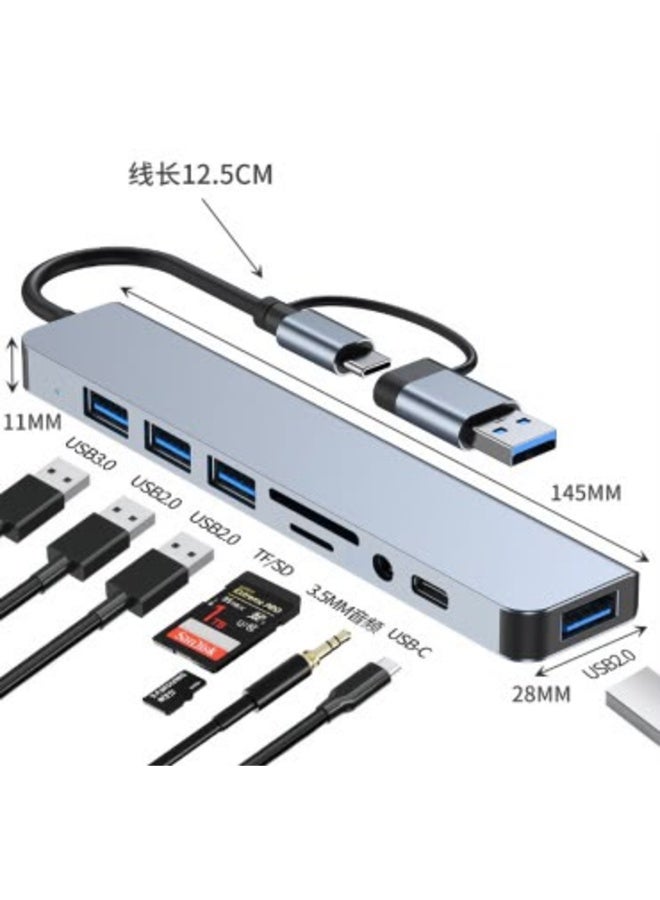 باروكس محطة توصيل USB-C متعددة المنافذ 8 في 1، محول USB متعدد الاستخدامات لتوسيع منافذ الجهاز، يدعم نقل البيانات والشحن، مناسب لأجهزة آيباد برو وأجهزة اللابتوب والهواتف والأجهزة المتوافقة - Image 2