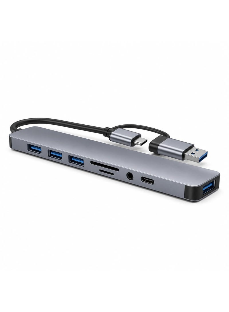 باروكس محطة توصيل USB-C متعددة المنافذ 8 في 1، محول USB متعدد الاستخدامات لتوسيع منافذ الجهاز، يدعم نقل البيانات والشحن، مناسب لأجهزة آيباد برو وأجهزة اللابتوب والهواتف والأجهزة المتوافقة - Image 3
