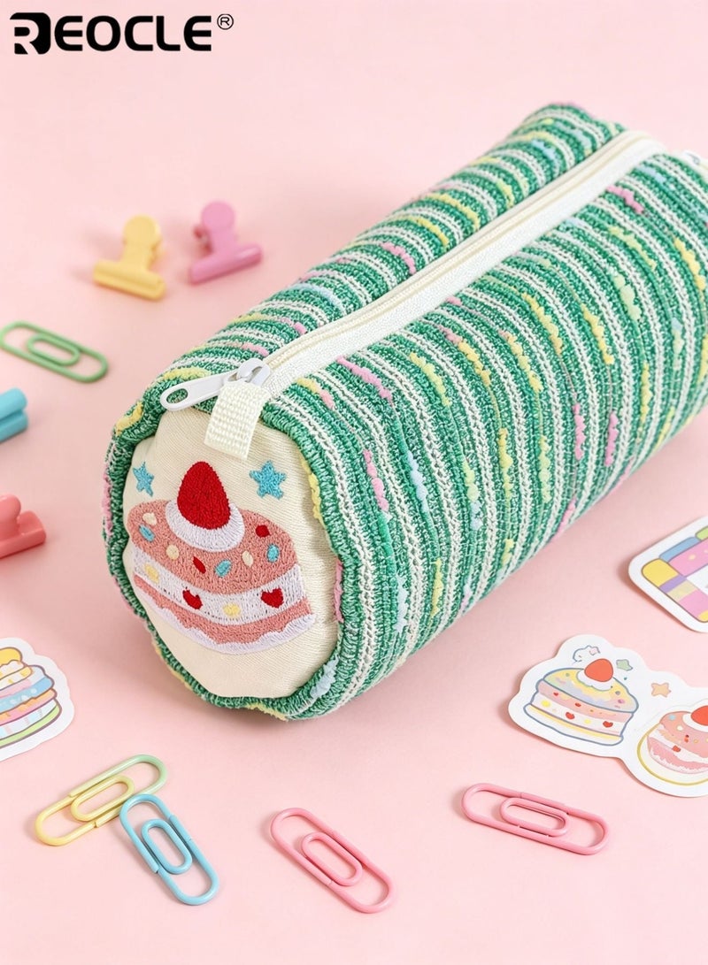 REOCLE Kids' Pencil Case Playful Themed Cylindrical with Textured Fabric & Decorative Embellishment Stylish Spacious Organizer for Daily Stationery & Desk Essentials - Image 5