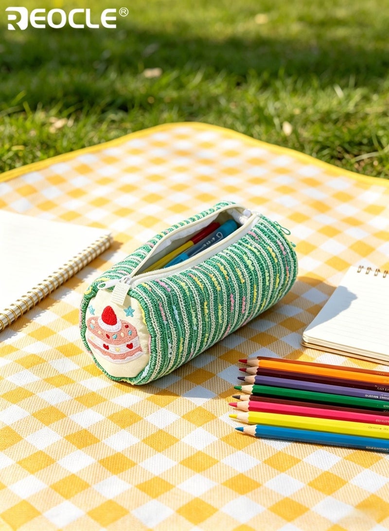REOCLE Kids' Pencil Case Playful Themed Cylindrical with Textured Fabric & Decorative Embellishment Stylish Spacious Organizer for Daily Stationery & Desk Essentials - Image 2