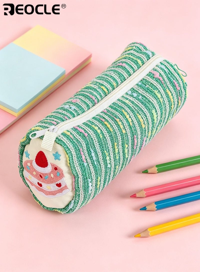 REOCLE Kids' Pencil Case Playful Themed Cylindrical with Textured Fabric & Decorative Embellishment Stylish Spacious Organizer for Daily Stationery & Desk Essentials - Image 4