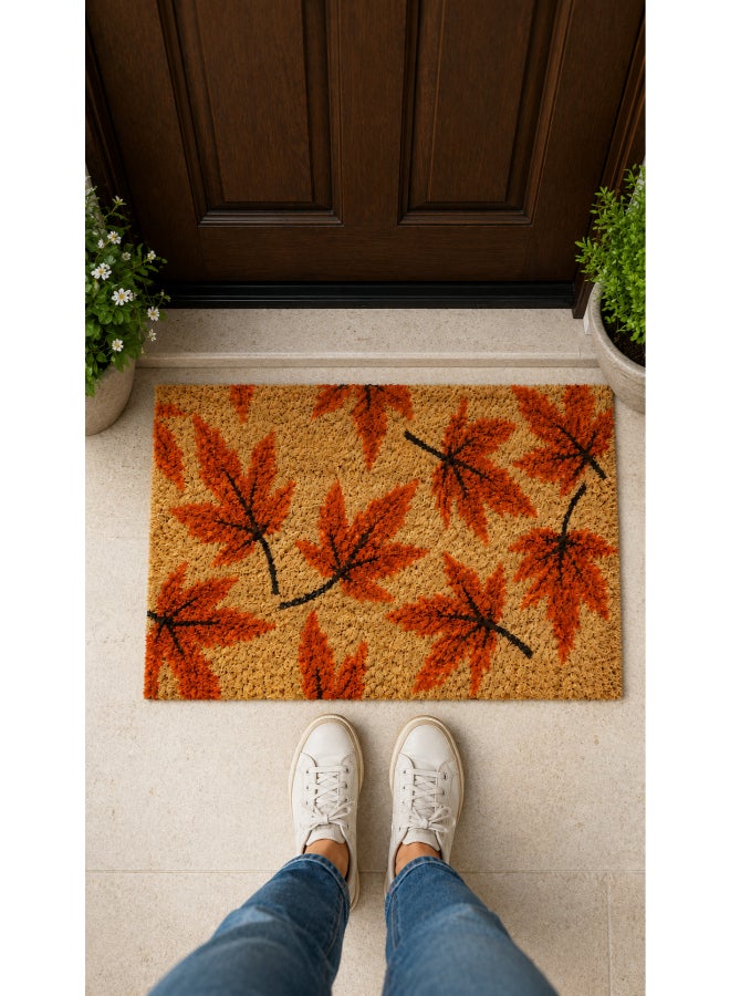 Home auraa Autumn Leaf Design Doormat  45x75cm | Non Slip Printed Coir Material | Indoor Outdoor Durable Entrance Doormats - Image 2