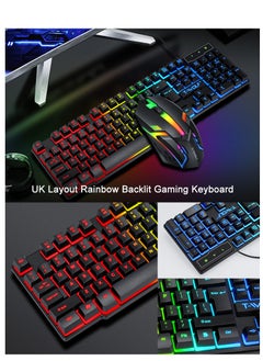 T-WOLF Game 4 IN 1 Set,Backlit Keyboard + Colorful Backlit Mouse + Large-Size Mousepad + Gaming Headset,Waterproof Rgb Color Suitable For Pc/Ps4/Xbox Gamers, Android Pubg Codm Genshin Diablo All Games  - Image 3