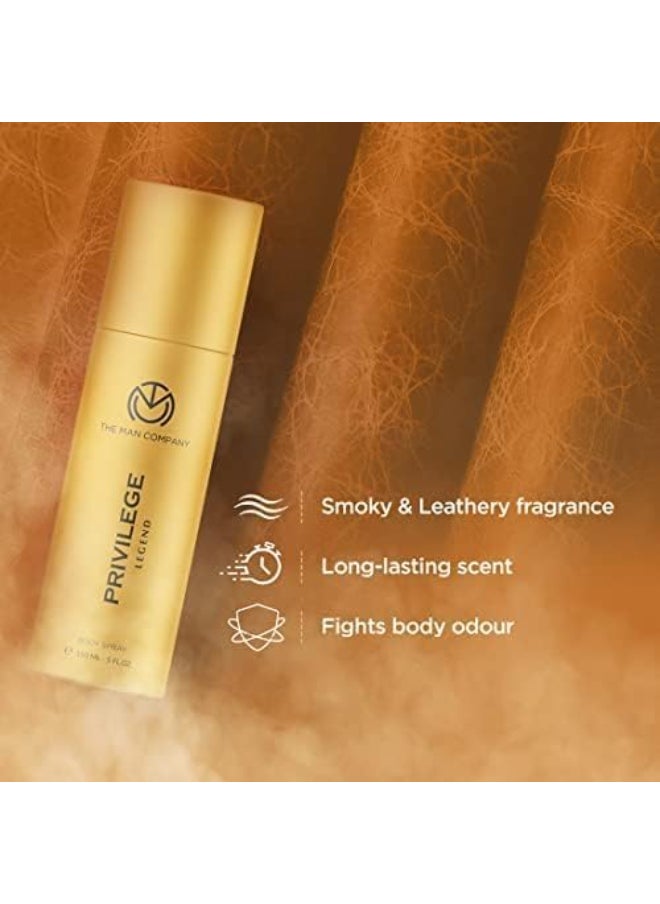 The Man Company مزيل العرق Privilege Legend للرجال، بخاخ للجسم برائحة عطرية فاخرة، رائحة تدوم طويلاً، مزيل العرق المثالي للاستخدام اليومي 150 مل  - Image 3