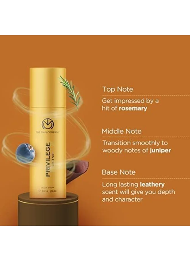The Man Company Privilege Legend Deodorant For Men, Premium Fragrance Body Spray, Long-Lasting Smell, Perfect Deo For Everyday Use 150 ML