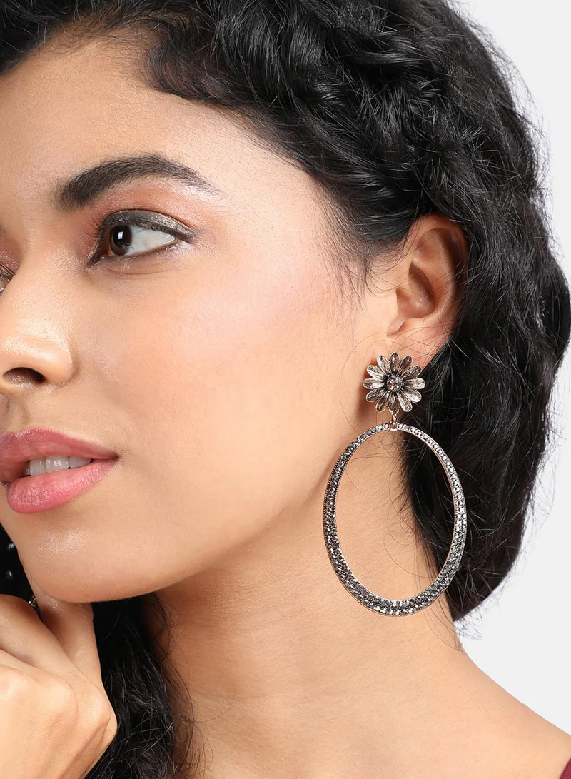 SOHI Intricate Daisy Ring Artificial Drop Earring Jewellery