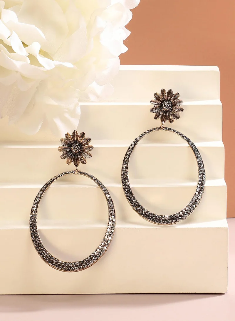 SOHI Intricate Daisy Ring Artificial Drop Earring Jewellery