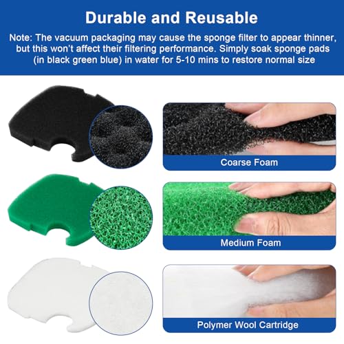 LEWEREST 16 PCS Replacement Canister Filter Media Pads Compatible with SUNSUN HW-303B/703B Polar Aurora 370 GPH CF-400, Aquarium Bio Sponge Filter Pad Fish Tank Filters Floss Pad Parts - Image 4