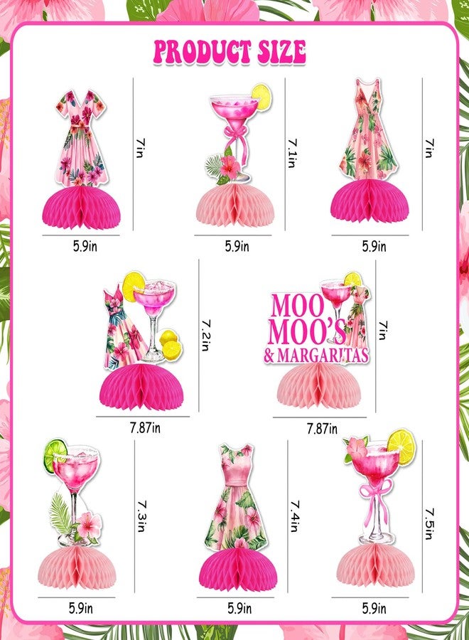 Funmemoir Margaritas Birthday Party Decorations - 8PCS Moo Moos and Margaritas Honeycomb Centerpieces, Cocktail Theme Party Table Decorations for Women Birthday Bridal Shower - Image 4