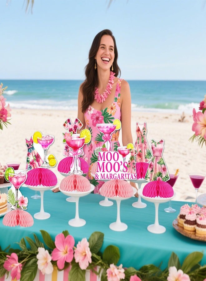 Funmemoir Margaritas Birthday Party Decorations - 8PCS Moo Moos and Margaritas Honeycomb Centerpieces, Cocktail Theme Party Table Decorations for Women Birthday Bridal Shower - Image 3