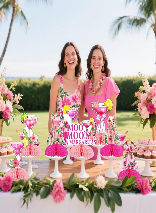 Funmemoir Margaritas Birthday Party Decorations - 8PCS Moo Moos and Margaritas Honeycomb Centerpieces, Cocktail Theme Party Table Decorations for Women Birthday Bridal Shower - Image 2