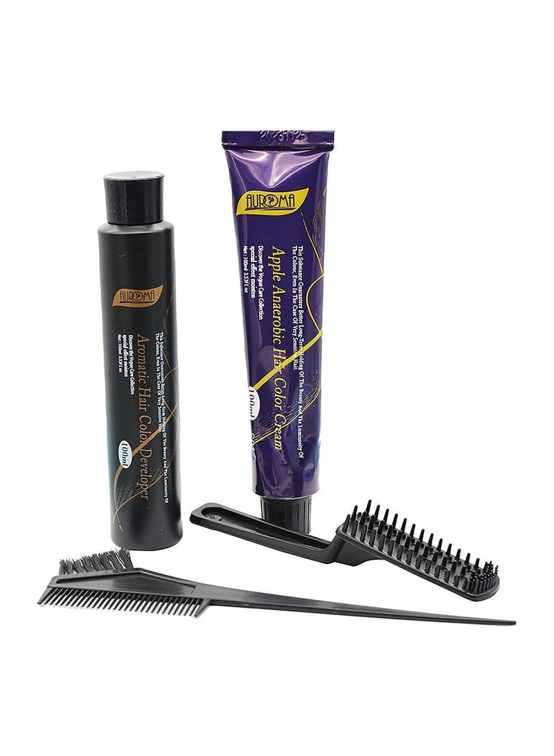 AUROMA كريم صبغة شعر آيوراما الطبيعية السوداء غير الهوائية للجنسين 2x100مل - Image 2