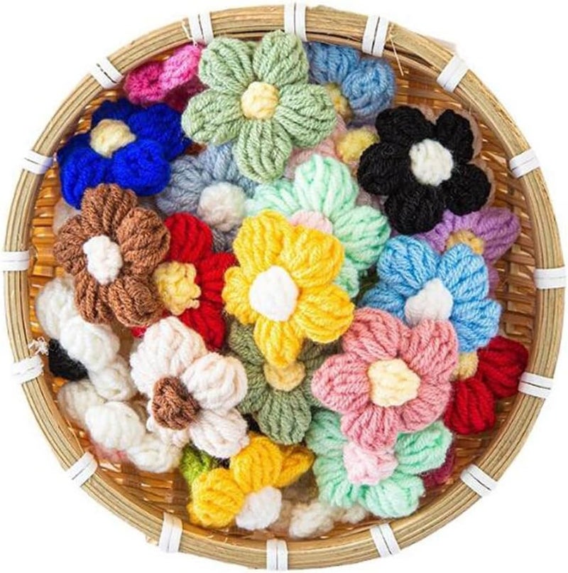 VRB Dec 50 قطعة من زهور عباد الشمس الاصطناعية للتزيين، زهرة اصطناعية، زهرة لتصفيف الشعر، للعبادة، لتزيين المنزل، ديوالي. (50 قطعة من زهور الأقحوان المحبوكة بألوان مختلطة) - Image 4