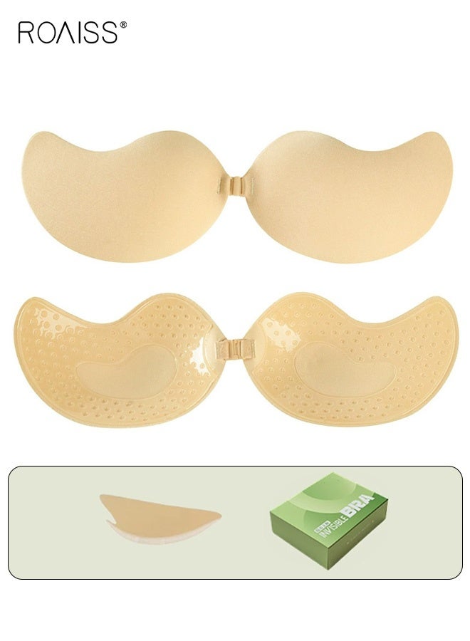 roaiss Women's Thickened Mango Push-Up Silicone Nipple Covers Solid Adhesive Self-Adhesive Strapless Bra Wedding Bra Anti-Exposure and Anti-Nipple Showing Invisible, Seamless, Thin, Solid Color Nipple Covers - Image 1