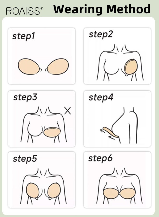 roaiss Women's Thickened Mango Push-Up Silicone Nipple Covers Solid Adhesive Self-Adhesive Strapless Bra Wedding Bra Anti-Exposure and Anti-Nipple Showing Invisible, Seamless, Thin, Solid Color Nipple Covers - Image 2