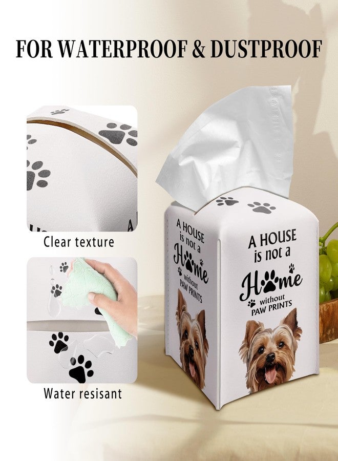 Grace Yonks Cute Yorkie Tissue Box Cover Square, Yorkie Dog Cube Case for Facial Tissues, 5.2" PU Leather(026) - Image 3