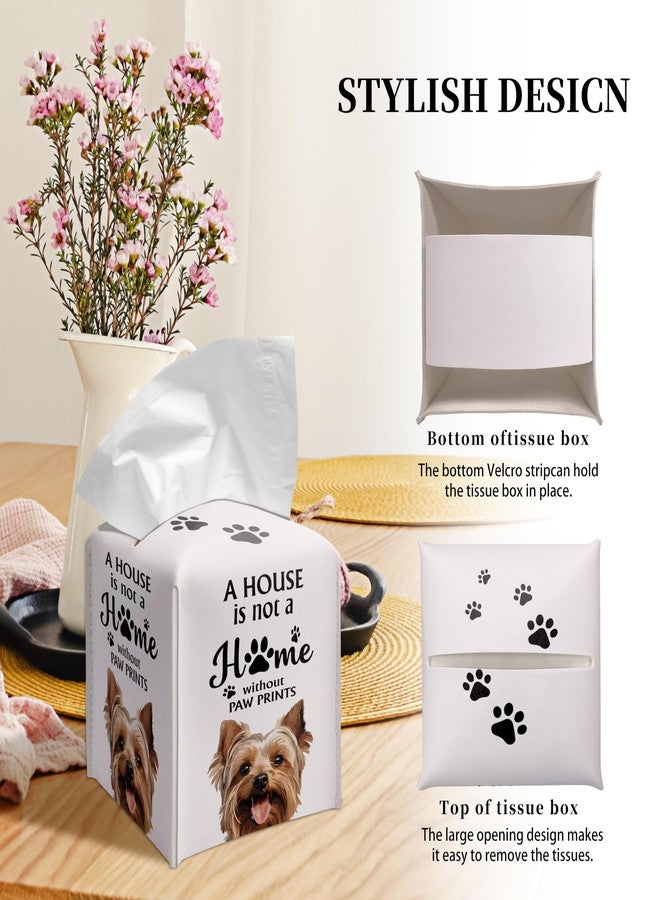 Grace Yonks Cute Yorkie Tissue Box Cover Square, Yorkie Dog Cube Case for Facial Tissues, 5.2" PU Leather(026) - Image 4