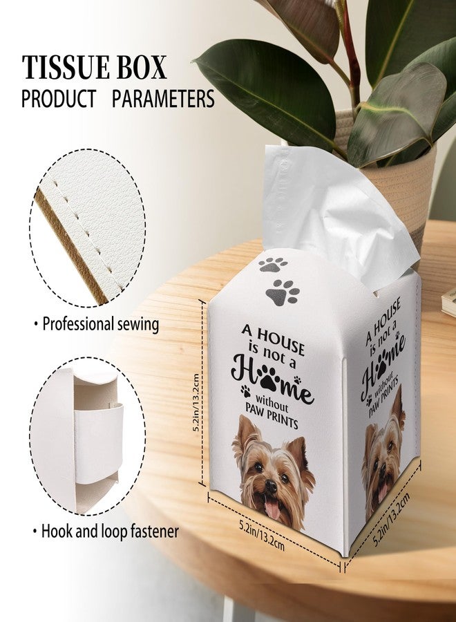 Grace Yonks Cute Yorkie Tissue Box Cover Square, Yorkie Dog Cube Case for Facial Tissues, 5.2" PU Leather(026) - Image 2
