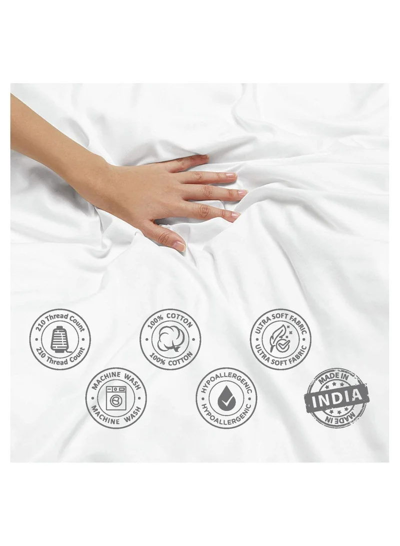 Donetella Cotton Duvet Set 4-Pcs Single Size Reversible Bedding Set With Printed Comforter Covers, Hidden Zipper Closure and Corner Holders, Ivory