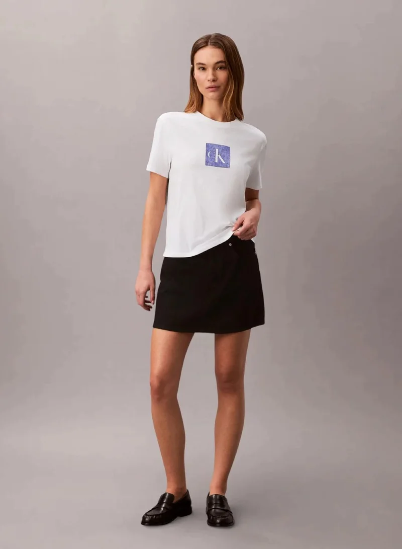 Calvin Klein Bright White Monogram Graphic T-Shirt for Women | Best Price UAE