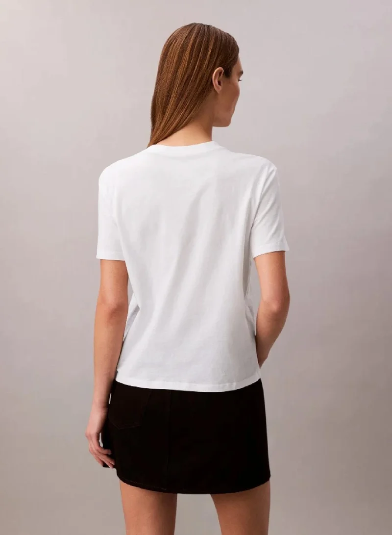 Calvin Klein Bright White Monogram Graphic T-Shirt for Women | Best Price UAE