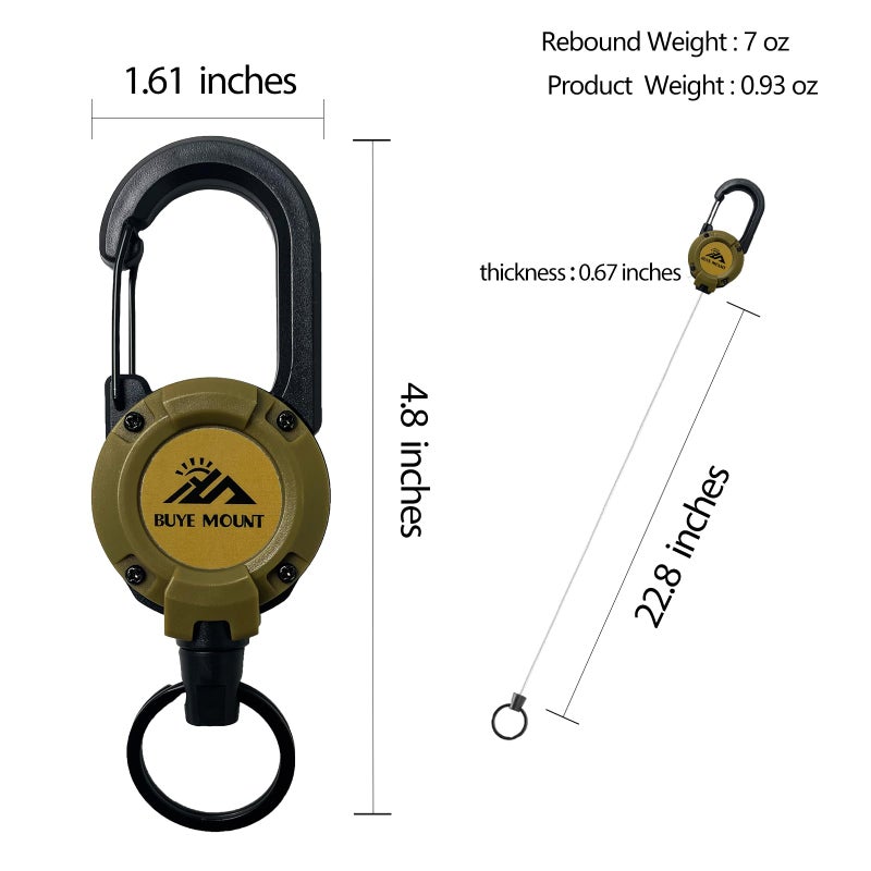 Yojaro Retractable Keychain Heavy Duty, Multitool Carabiner Badge Holder, Retractable Keychain Clip Id Holder, Upgraded 58cm Stainless Steel Cord, Suitable for Men and Women Yellow - Image 3