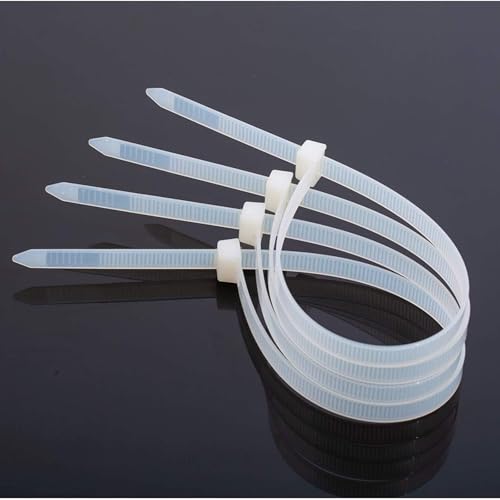 SHIVANSH TECHNOLOGY® Teeth Grip Nylon Self Locking Cable Ties, Heavy Duty Strong Zip Wire Fastener Organizer Tie, White (400 mm x 4.8 mm, 16" inch, Pack of 100) - Image 1