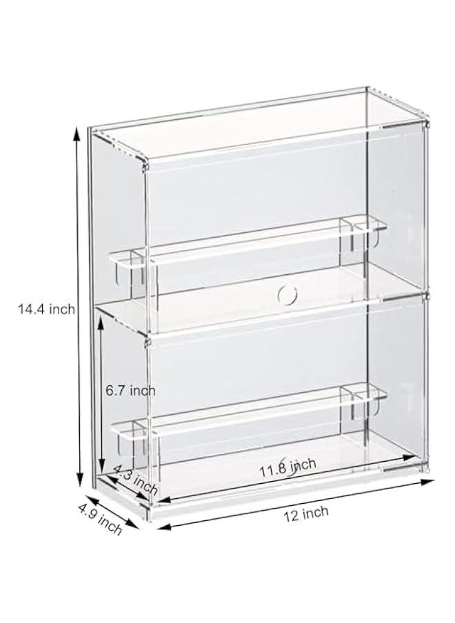 Arabest - 2 Layer Clear Acrylic Display Case for Collectibles, Mini Figures, Pop Mart, Labubu, Sonny Angel, Smiski - Assemble Dustproof Acrylic Display Box with Door, Stand (12x4.9x14.4 inch) - Image 1