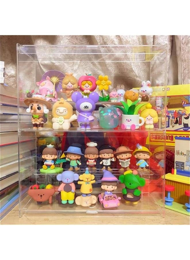 Arabest - 2 Layer Clear Acrylic Display Case for Collectibles, Mini Figures, Pop Mart, Labubu, Sonny Angel, Smiski - Assemble Dustproof Acrylic Display Box with Door, Stand (12x4.9x14.4 inch) - Image 1
