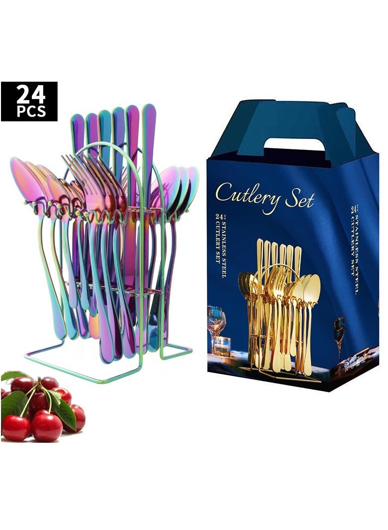 Y&D 24-Piece Steak Knife Fork Spoon Cutlery Gift Set 