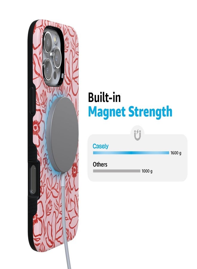 Casely iPhone 16 Pro Max Case | Blush Garden | Floral Doodle | Compatible with MagSafe | Bold Protective Design - Image 4
