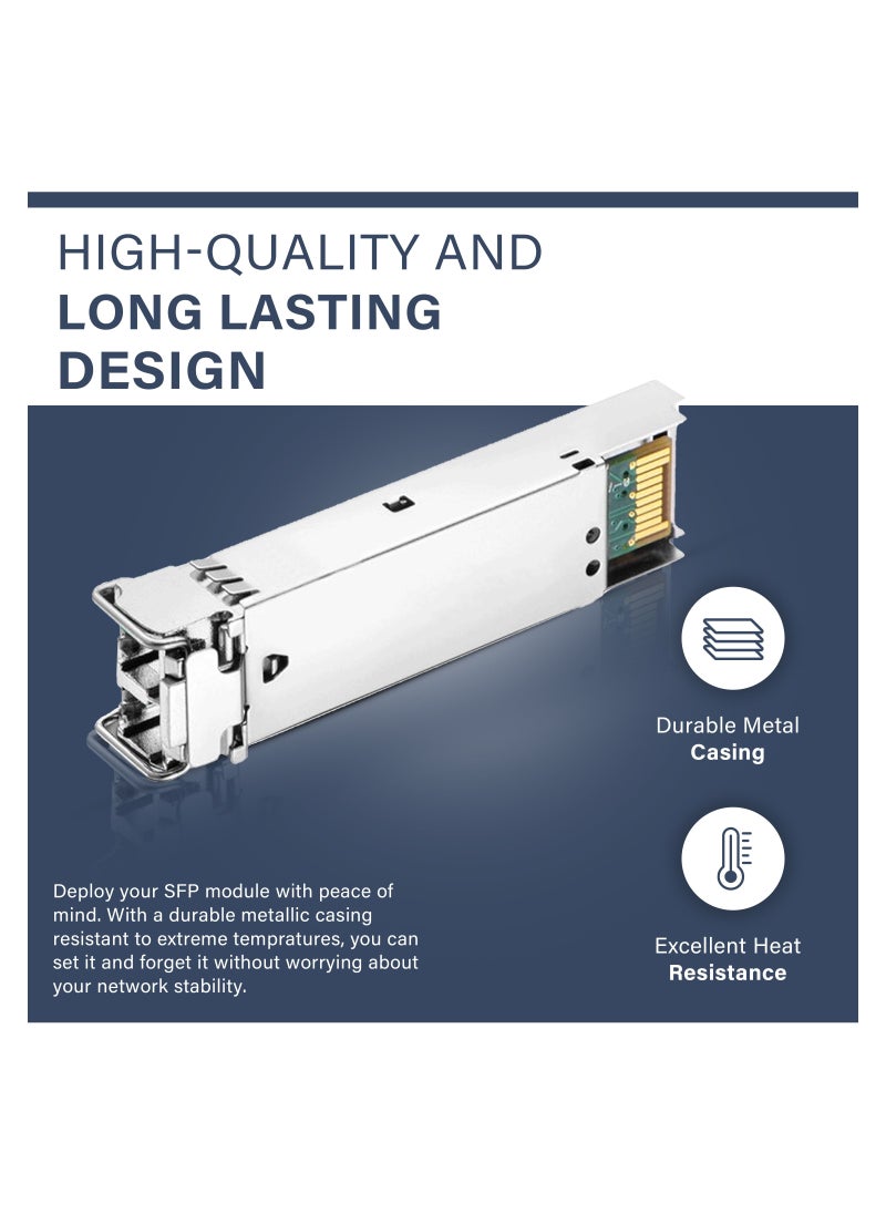 1G SFP MMF 550m 850nm Multi-vendor Compatible Transceiver Module - Multi-Mode Fiber 1000BASE-SX, SFP, DDM - Hot Swappable - Cisco GLC-SX-MMD, Huawei, Ubiquiti, D-Link, TP-Link, MikroTik - CMD-MM-1G