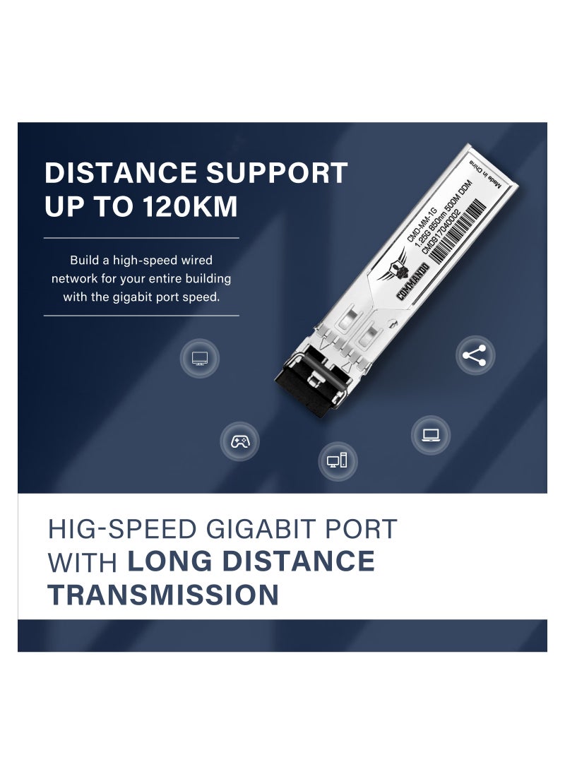 1G SFP MMF 550m 850nm Multi-vendor Compatible Transceiver Module - Multi-Mode Fiber 1000BASE-SX, SFP, DDM - Hot Swappable - Cisco GLC-SX-MMD, Huawei, Ubiquiti, D-Link, TP-Link, MikroTik - CMD-MM-1G
