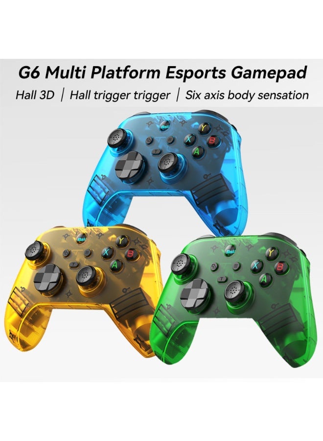 BSP Classic Transparent Gamepad BSP G6 Wireless Game Controller for Switch / PC / iOS / Android with 2.4G Receiver, Holder, Hall Joystick/Hall trigger, TURBO Continuous Transmission, Asymmetric Double Vibration Motor, 6-Axis Gyroscope, Programmable Back Buttons, Anti Slip Texture - Image 3