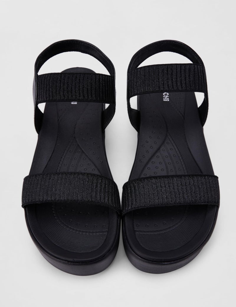 Mochi Women Black Wedge Heel Comfort Sandal UK/6 EU/39 (34-924) - Image 4