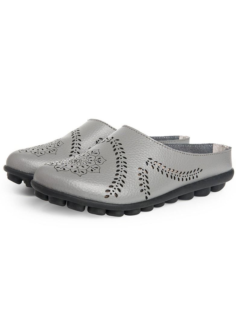Loquat Women's New Spring/Summer Slippers Low Top Flat Shoes Grey 