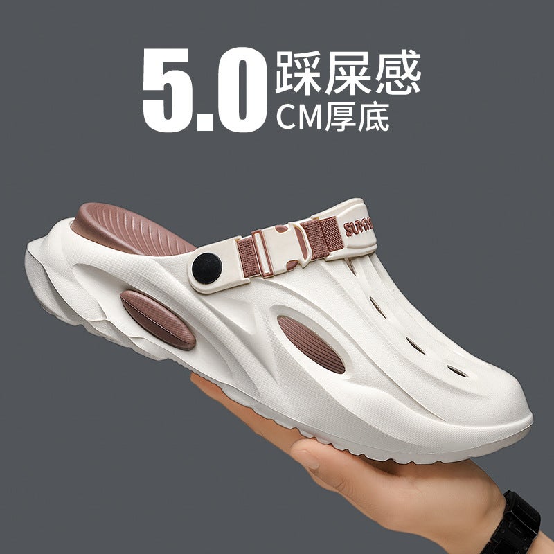 Douyin'S Popular Croc Shoes Men'S Non-Slip Sports Toe-Toe Slippers, Dual-Use Half-Slip Beach Sandals For Driving - Image 3