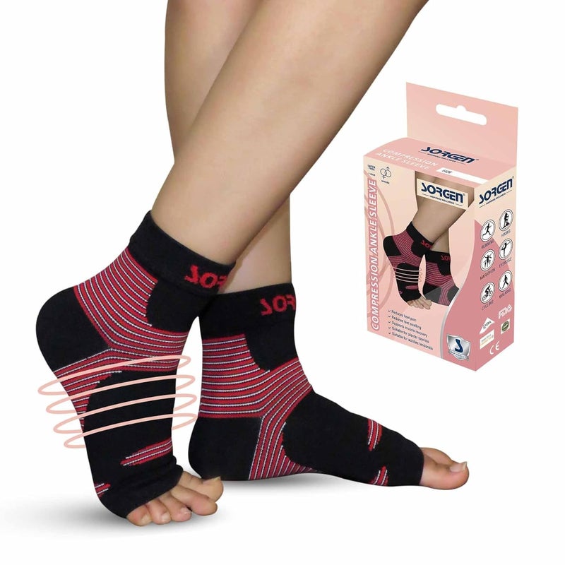 Sorgen Compression Compression Ankle Sleeve | Ankle Socks for Plantar Fasciitis, Arch Support, Foot & Ankle Swelling, Achilles Tendon, Heel Pain, Injury Recovery. (SMALL) - Image 1