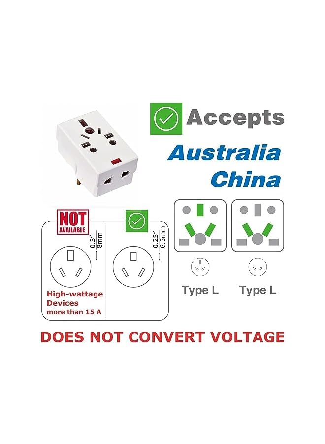 promass 03 Way Adapter with Square-Pin, Universal Socket with Light And 13A Fuse. Travel Adaptor for KSA/UAE/UK/HK, AC Power Plug for US/AU/JP/CN, 3 Pin plug adapter. - Image 5