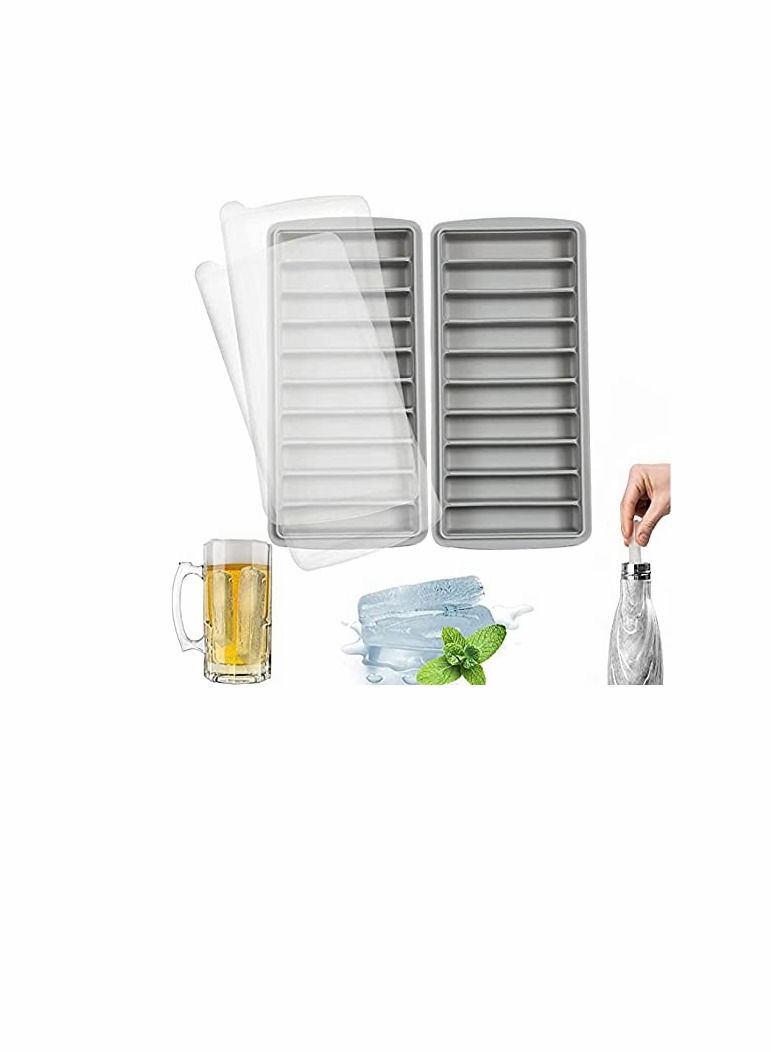 2 PCS Narrow Ice Stick Cube Trays, Long Ice Stick Tray Silicone with Lid, Rectangular Narrow Stick, Reusable, Flexible, Easy Release, Ideal for Sports and Water Bottles, Juice Bottles, Parties  - Image 1
