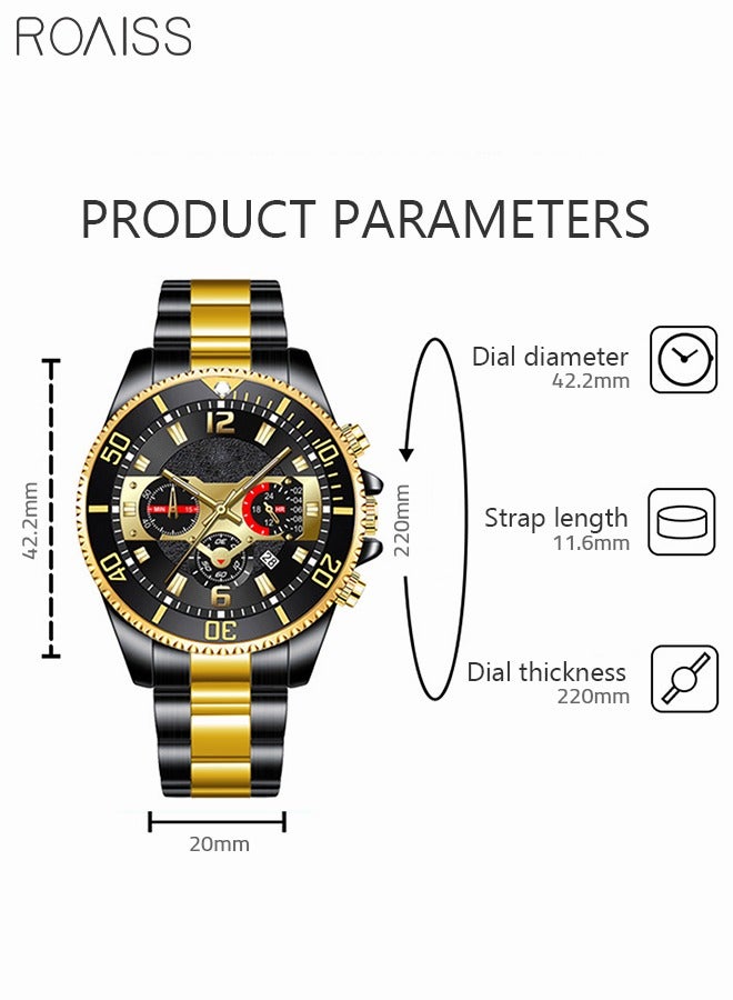 roaiss Men's Luxury Water Resistant Stainless Steel Quartz Watch with Date Multifunction - Image 4