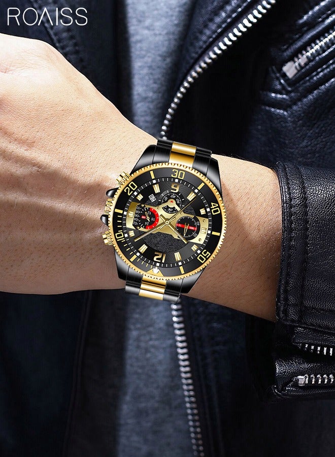 roaiss Men's Luxury Water Resistant Stainless Steel Quartz Watch with Date Multifunction - Image 2