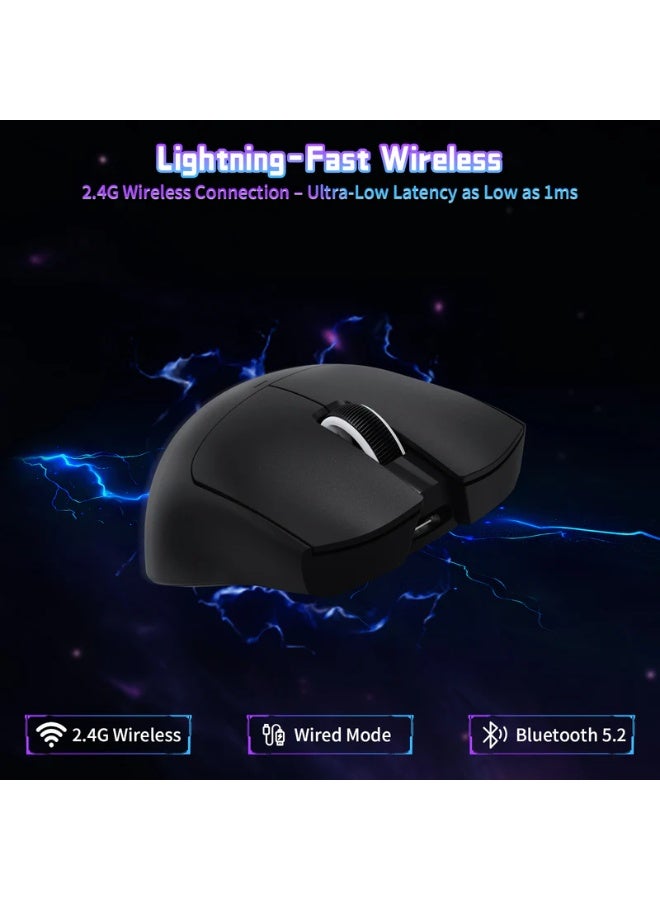Attack Shark Shark Attack X11SE Ultralight Wireless Tri-Mode Gaming Mouse - 2.4GHz/USB-C Wired/Bluetooth PixArt PAW3311 Gaming Sensor, 22K DPI, 5 Programmable Buttons for Laptops, PC, Mac - Black - Image 4