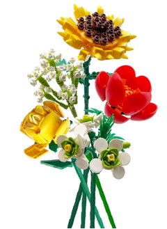 Flower Building Kit for Adults, Flower Bouquet Building Block Set, Artificial Flowers Building Toy Set for Gifts/ Home Decor, Botanical Collection Not Compatible with Lego
