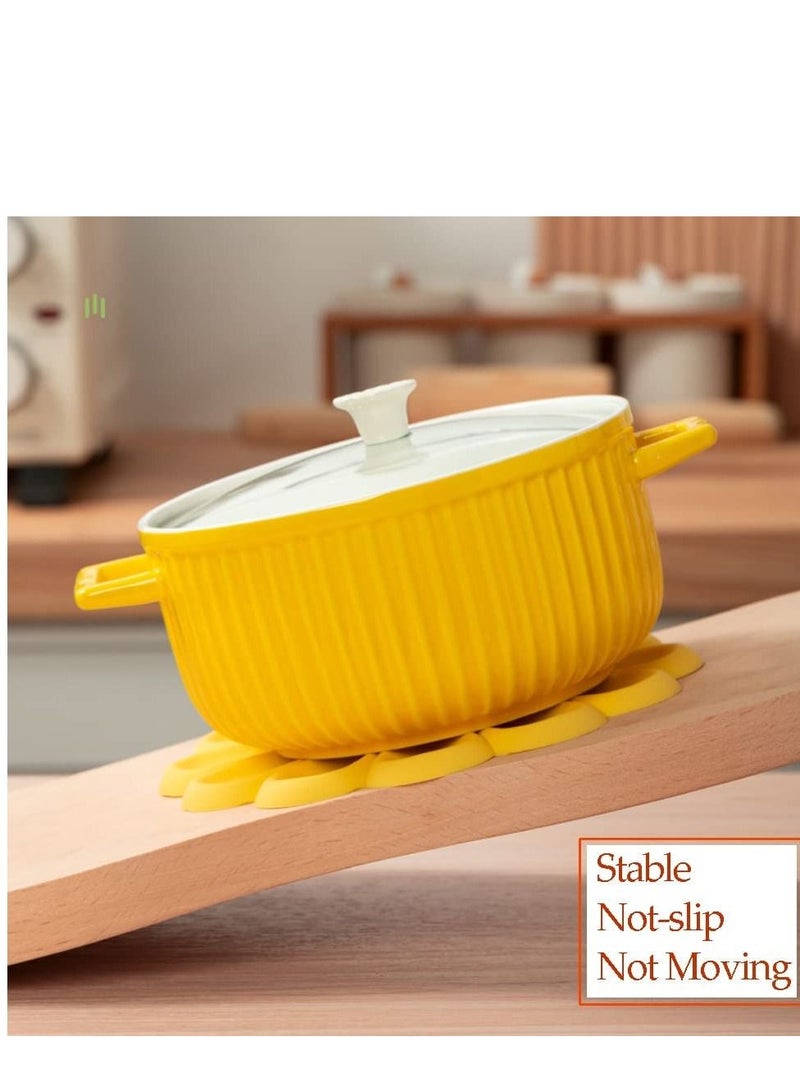 SYOSI Silicone Trivet Mats Cute Flower Design Heat Resistant Non Slip Hot Pads Food Grade Silicone BPA Free Drink Coasters for Hot Dishes Plate Coffee Mug Cup Tabletop Protection Gifts 4PCS - Image 3