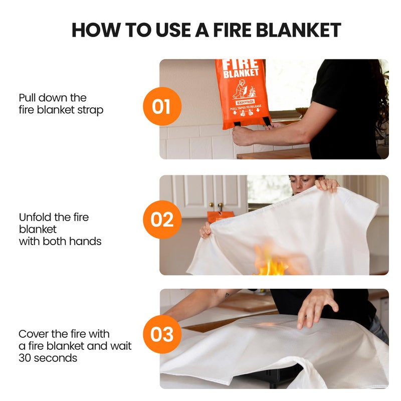 BXHYNOI Fire Blanket for Kitchen and Home - 2 Pack 40"x 40" Emergency Fire Suppression Blanket Fiberglass Fabric for Survival Safety - Image 2